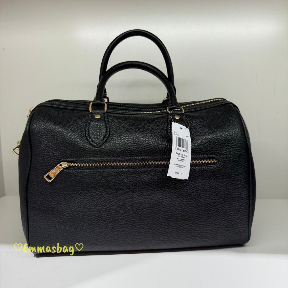 NWT Coach Rowan Large Satchel Bag CES11 pebbled leather/Gold/Black - Picture 3 of 9
